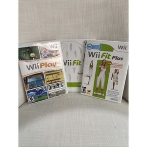 Wii Play, Fit, And‎ Fit Plus (Wii, 2009) Complete 3 Games For Wii Workout Gym